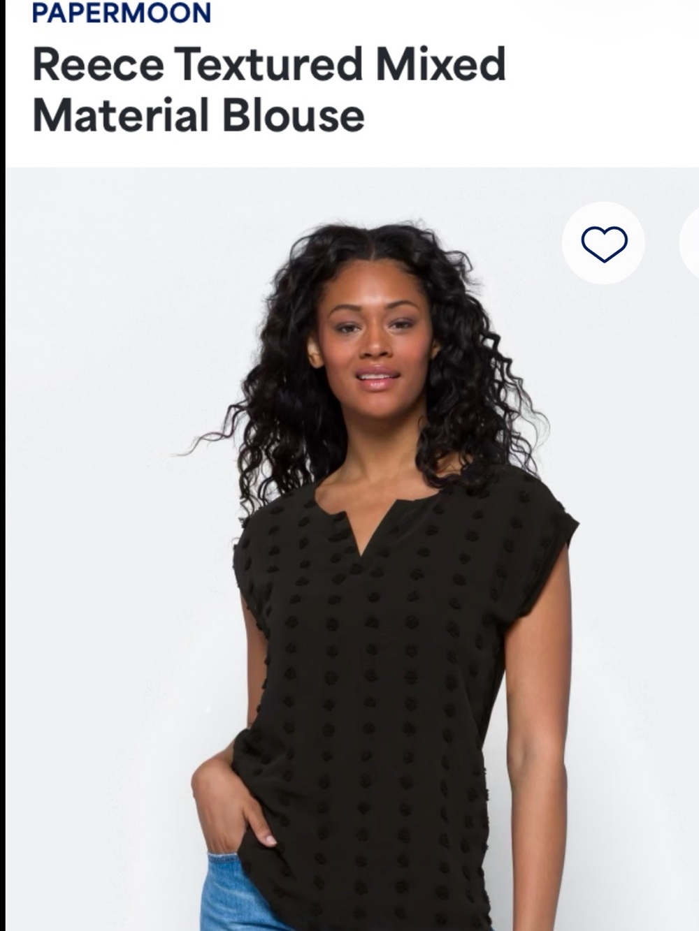 Papermoon Reece Black Textured Dot Cap-Sleeve Blouse